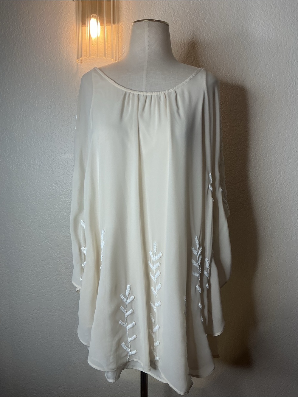 Free People Cream Bohemian Embroidered Tunic Top/Dress